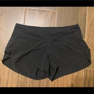 black lululemon speed up shorts